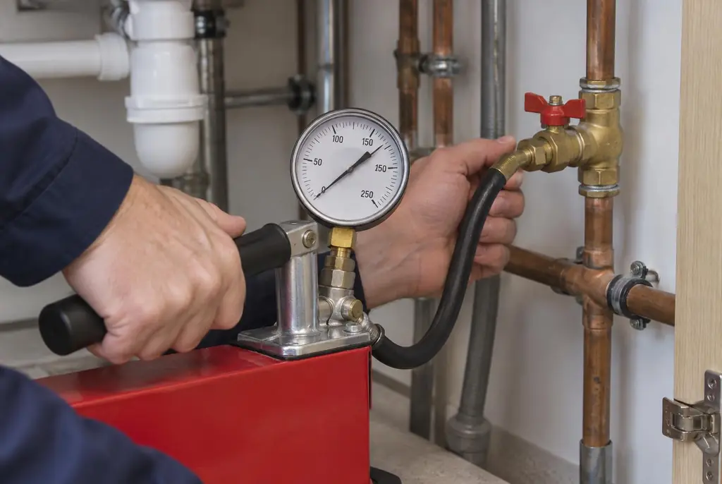 Lekdetectie Haarlem – druktest op een waterleiding met een manometer